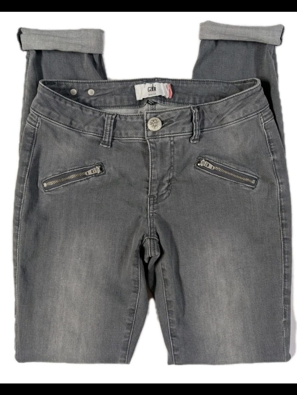 Cabi Jeans Womens 2 Style 5167 Grey Skinny Zip Pocket Stretch Denim